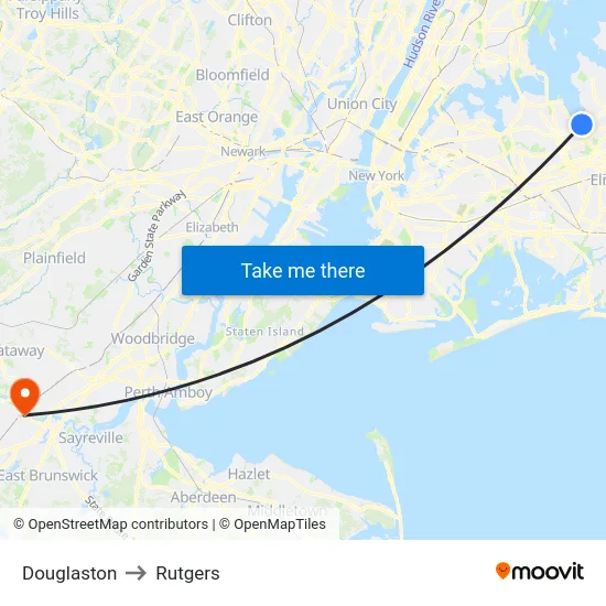 Douglaston to Rutgers map