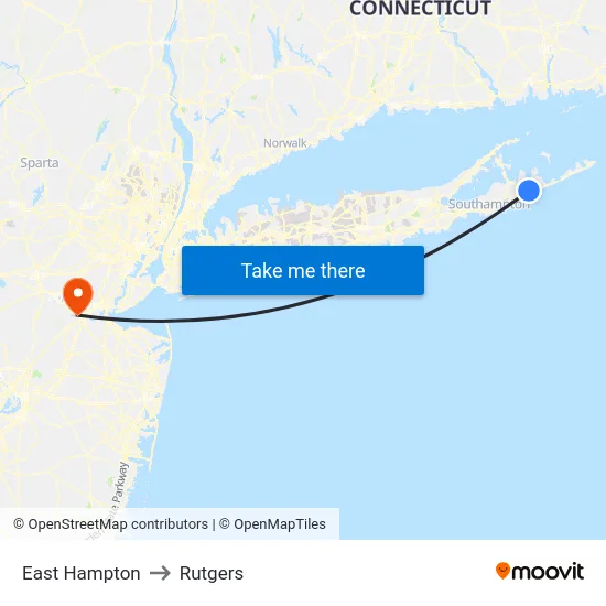 East Hampton to Rutgers map