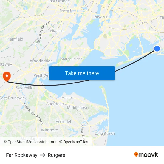 Far Rockaway to Rutgers map