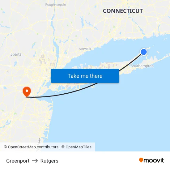 Greenport to Rutgers map
