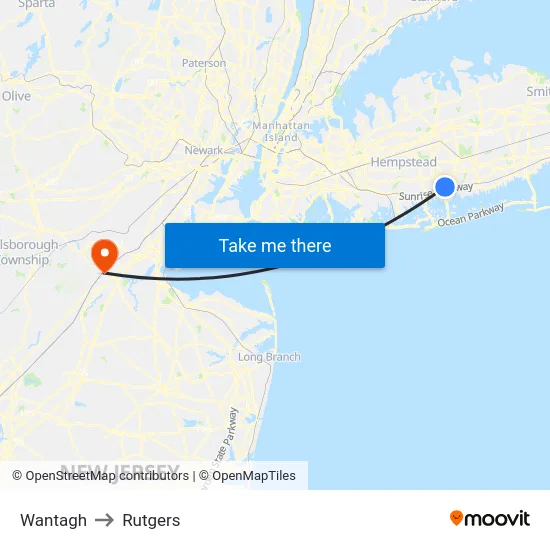 Wantagh to Rutgers map