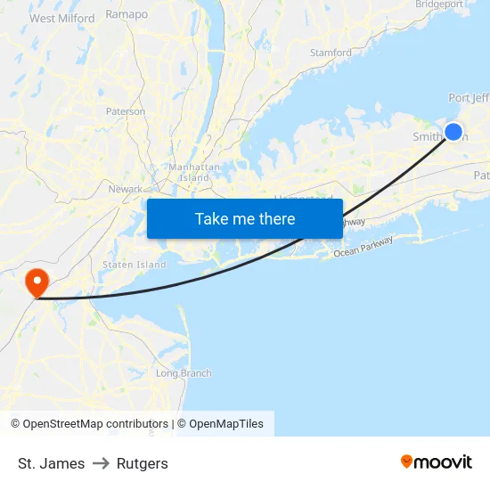 St. James to Rutgers map