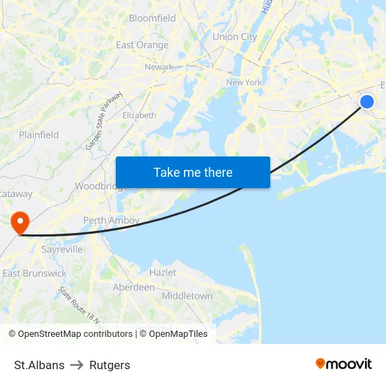 St.Albans to Rutgers map