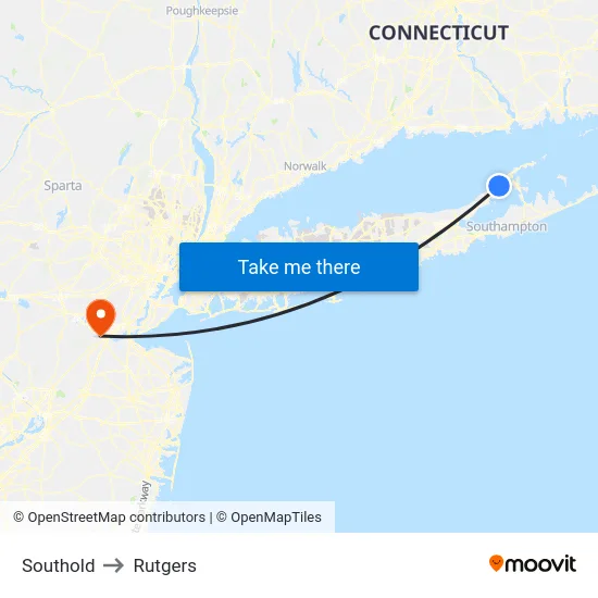 Southold to Rutgers map