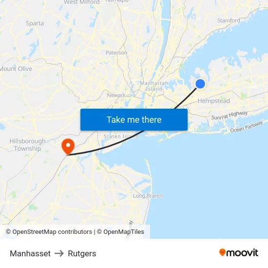 Manhasset to Rutgers map