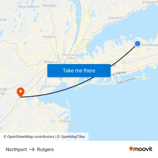 Northport to Rutgers map