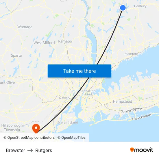 Brewster to Rutgers map