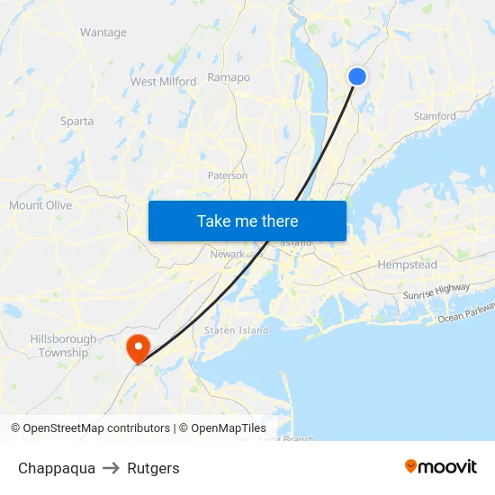 Chappaqua to Rutgers map