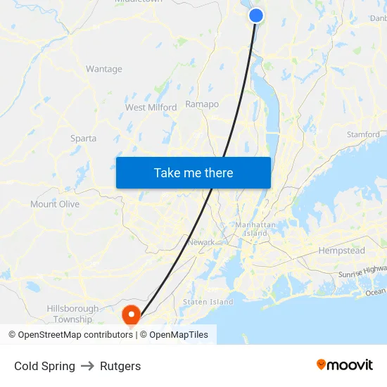 Cold Spring to Rutgers map