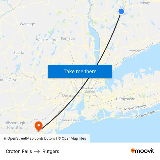 Croton Falls to Rutgers map
