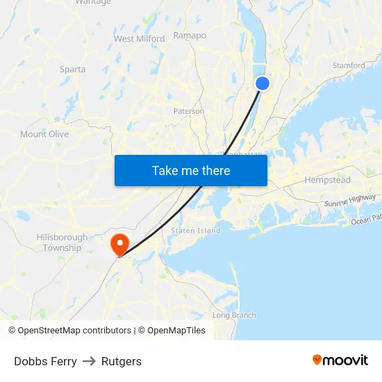Dobbs Ferry to Rutgers map