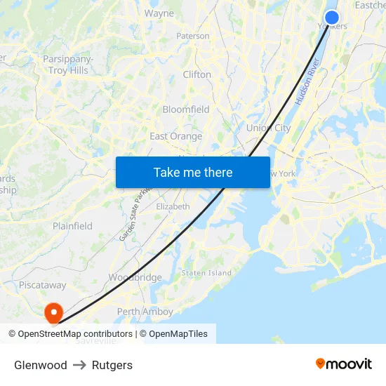 Glenwood to Rutgers map