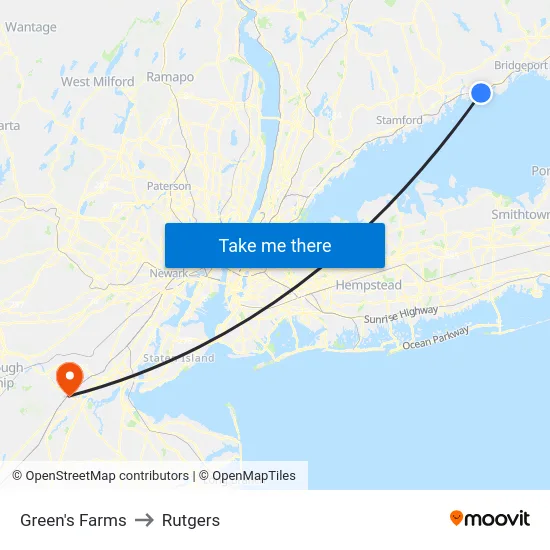 Green's Farms to Rutgers map