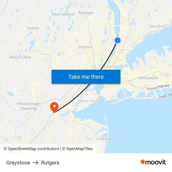Greystone to Rutgers map