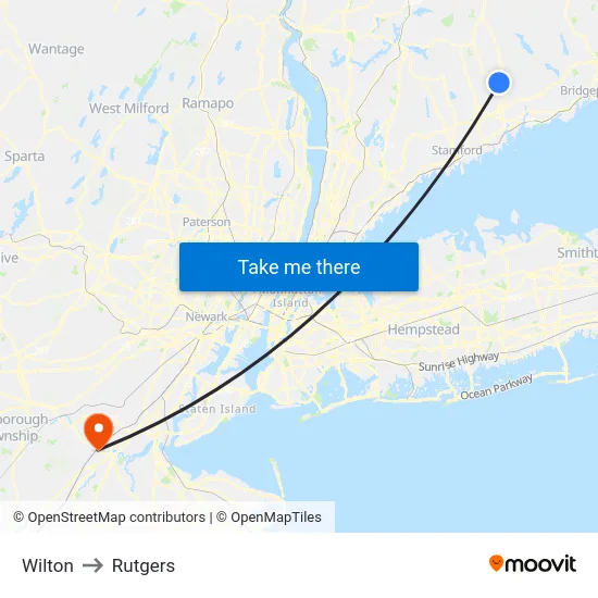 Wilton to Rutgers map