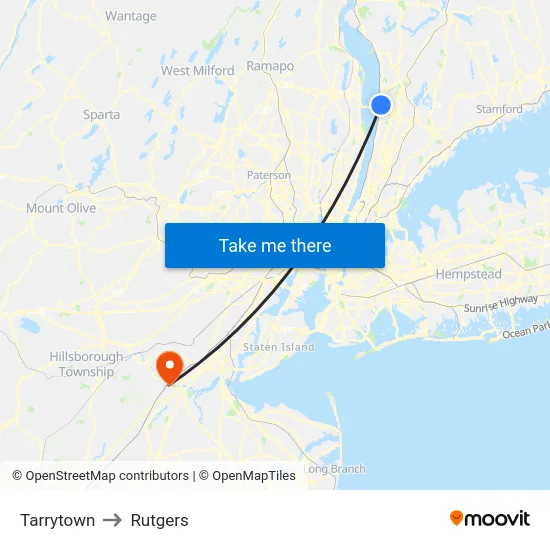 Tarrytown to Rutgers map