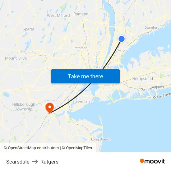 Scarsdale to Rutgers map