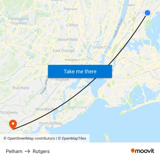 Pelham to Rutgers map