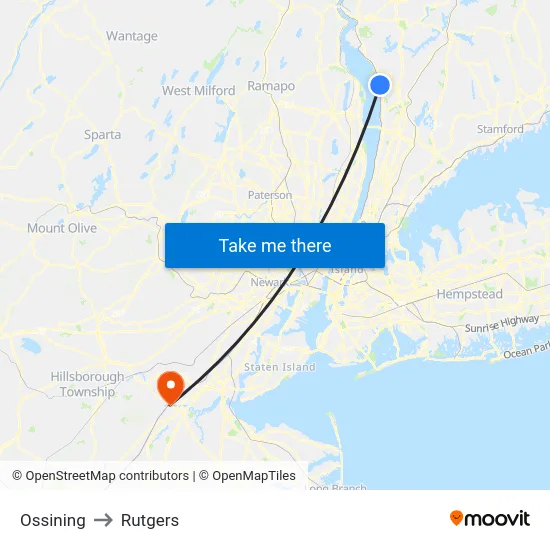 Ossining to Rutgers map