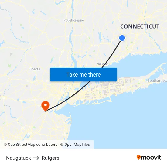 Naugatuck to Rutgers map