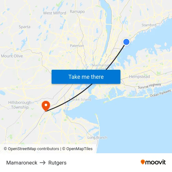 Mamaroneck to Rutgers map