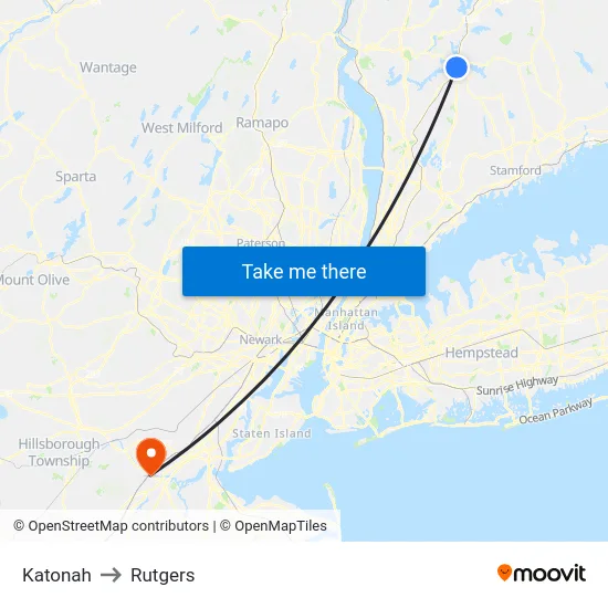 Katonah to Rutgers map