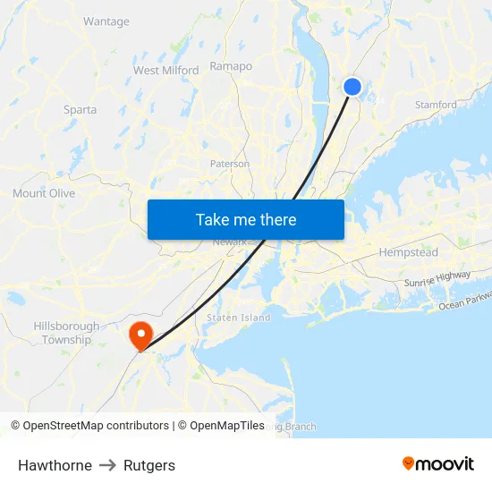 Hawthorne to Rutgers map