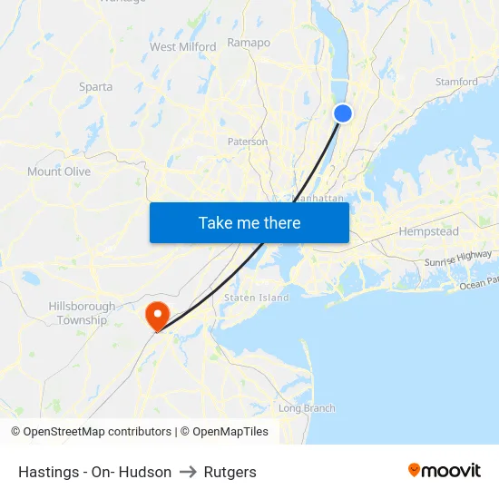 Hastings - On- Hudson to Rutgers map