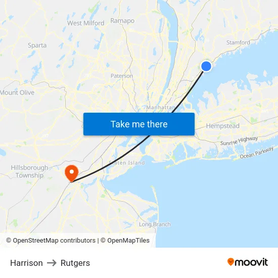 Harrison to Rutgers map