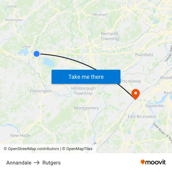 Annandale to Rutgers map