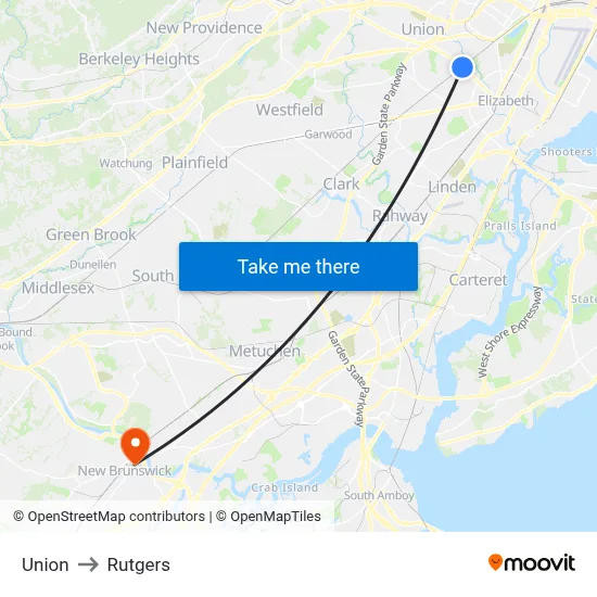 Union to Rutgers map