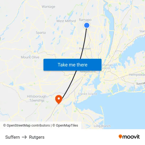Suffern to Rutgers map