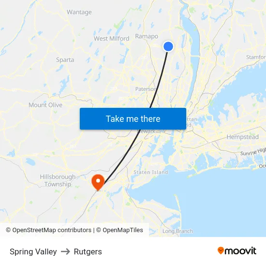 Spring Valley to Rutgers map