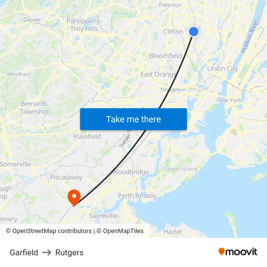 Garfield to Rutgers map