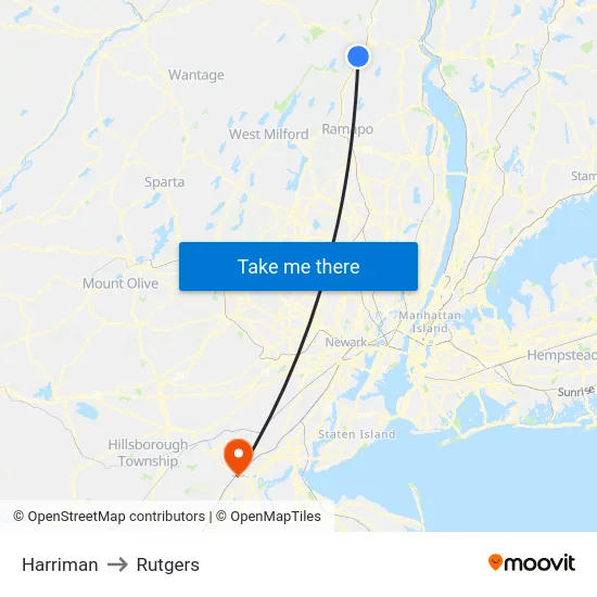 Harriman to Rutgers map