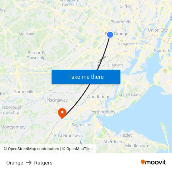 Orange to Rutgers map