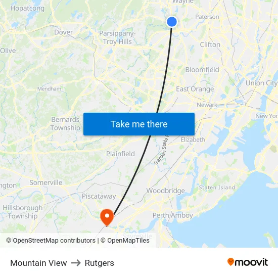 Mountain View to Rutgers map