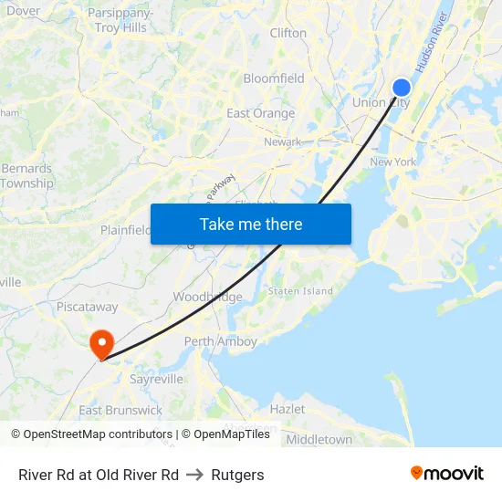 River Rd at Old River Rd to Rutgers map