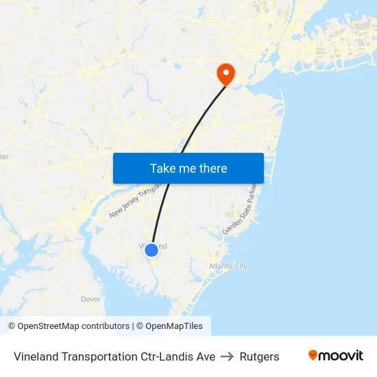 Vineland Transportation Ctr-Landis Ave to Rutgers map