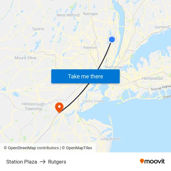 Station Plaza to Rutgers map