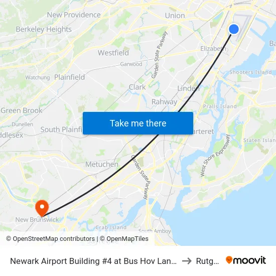 Newark Airport Building #4 at Bus Hov Lane, Locat to Rutgers map