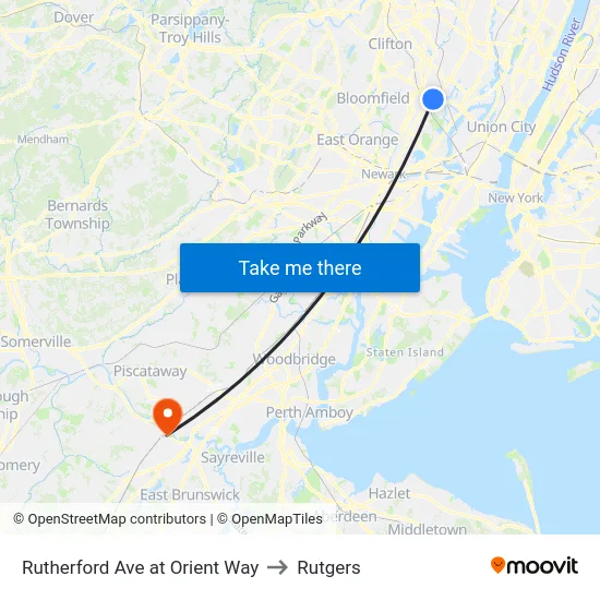 Rutherford Ave at Orient Way to Rutgers map
