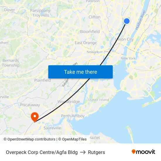 Overpeck Corp Centre/Agfa Bldg to Rutgers map