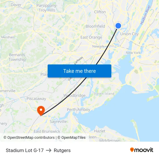 Stadium Lot G-17 to Rutgers map
