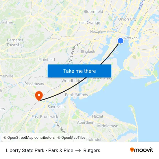 Liberty State Park - Park & Ride to Rutgers map