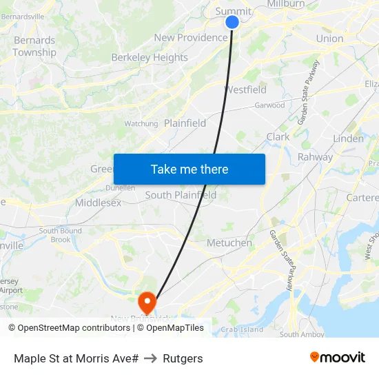 Maple St at Morris Ave# to Rutgers map