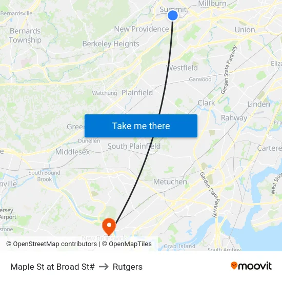 Maple St at Broad St# to Rutgers map