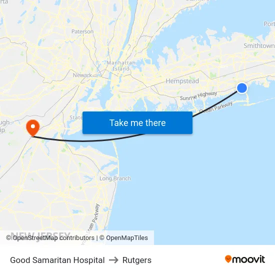 Good Samaritan Hospital to Rutgers map