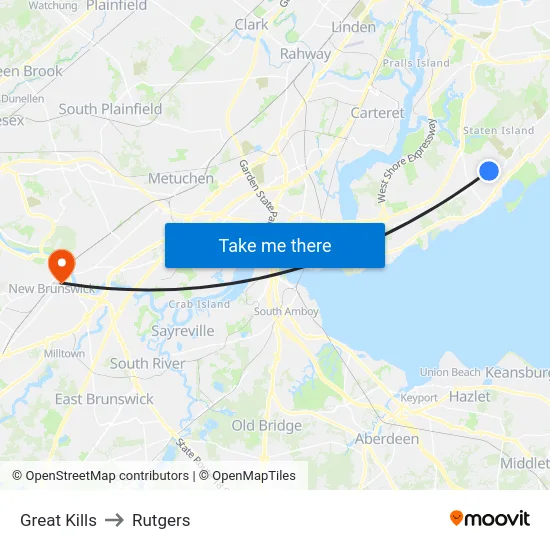 Great Kills to Rutgers map