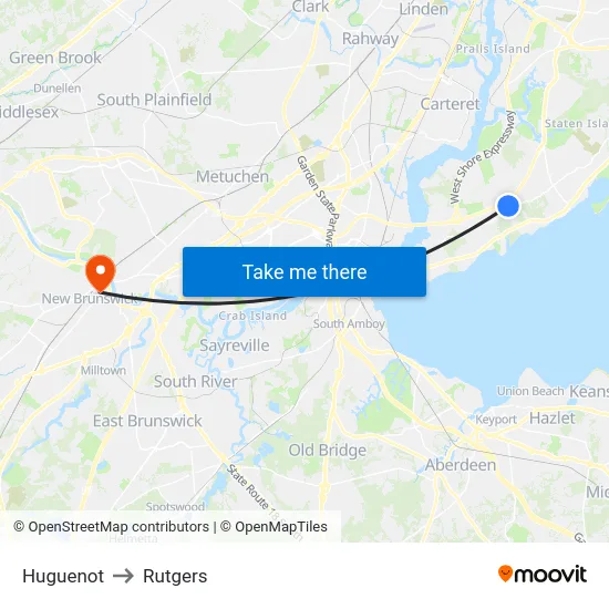 Huguenot to Rutgers map